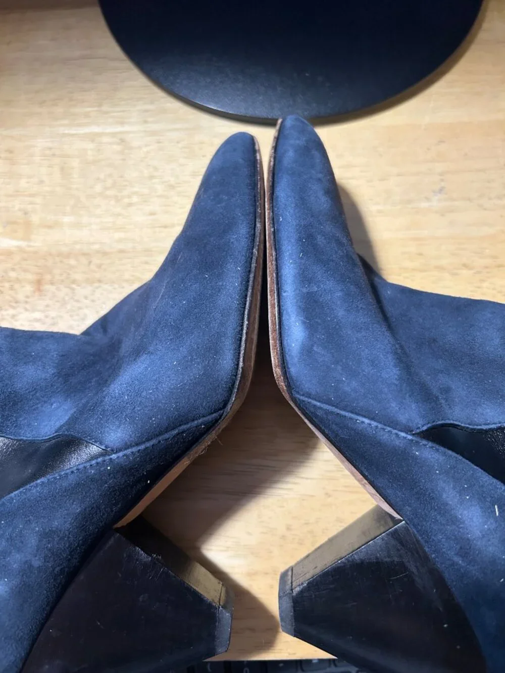 Womens Veronica Beard Laurel Navy Suede Cone Heeled Ankle Booties 38 US/7.5
